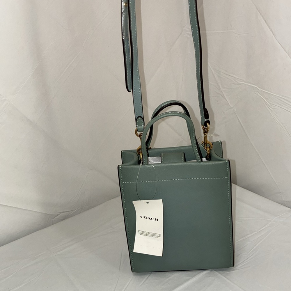 Coach Small Leather Satchel in Seafoam Green with Gold Hardware - Picture 3 of 11